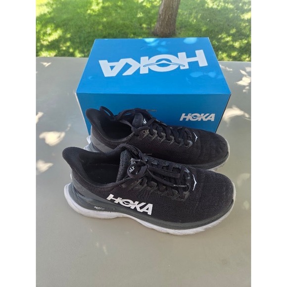 Hoka One One Shoes - Hoka Mach 4 Black Dark Shadow Running Shoes Womens 9B Low Top Athletic Sneakers